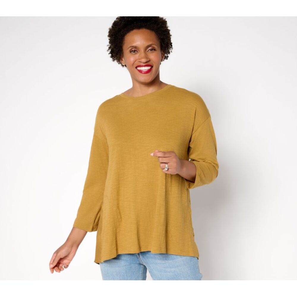 SUNNYLiFE Women's Top Sz XL Sleeve A-Line Yellow A698990
